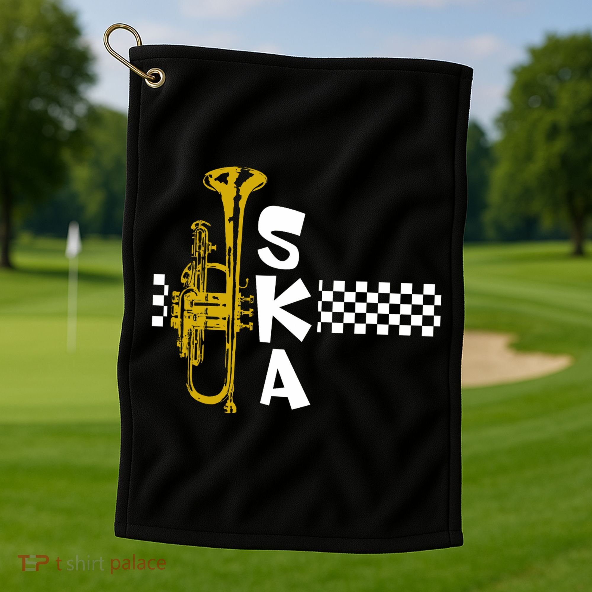 Ska Trumpet And Squares Golf Towel