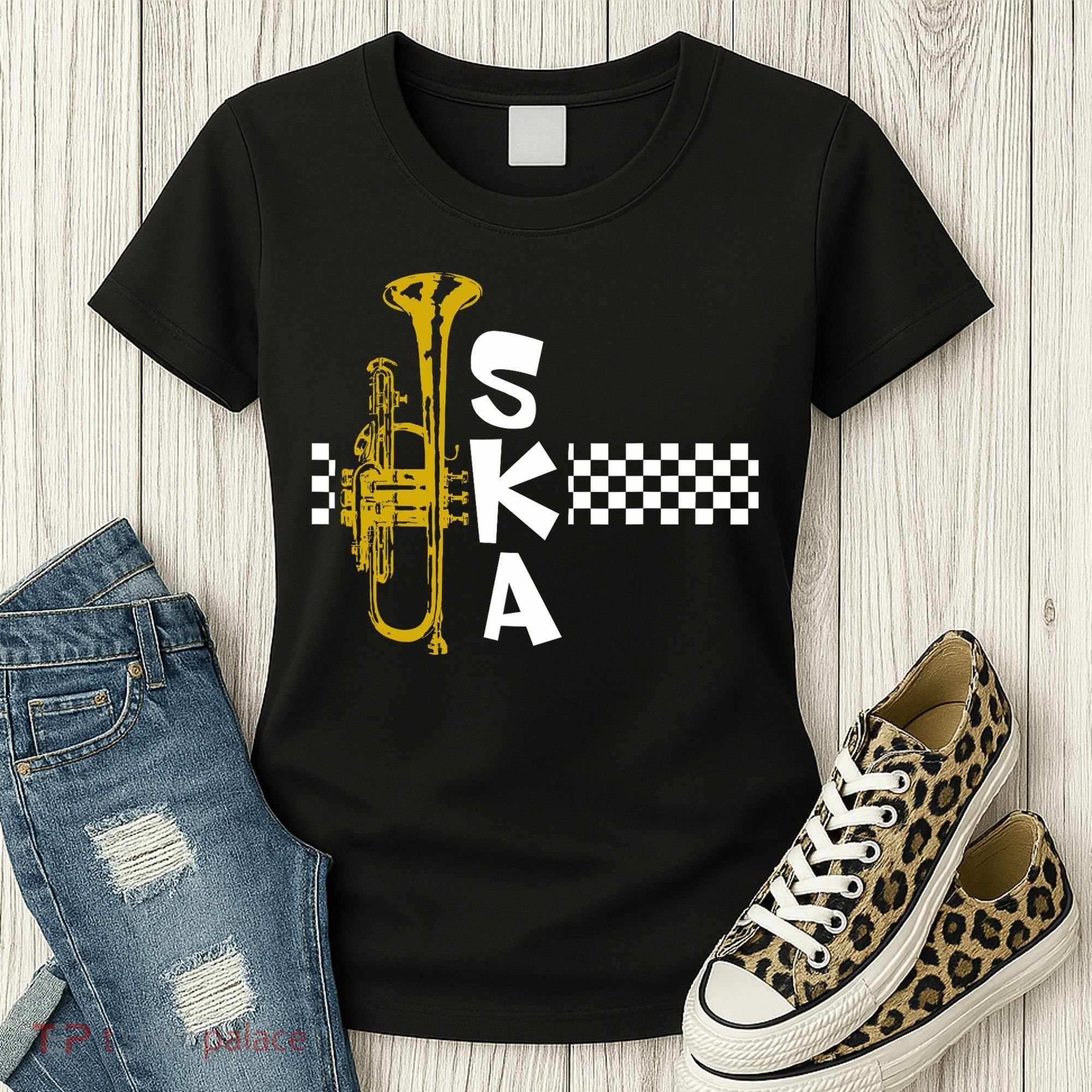 Ska Trumpet And Squares Women's T-Shirt