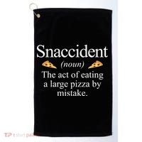 Snaccident The Act Of Eating A Large Pizza By Mistake Golf Towel thumb 0