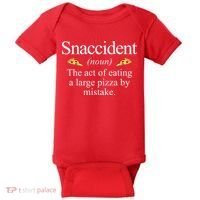 Snaccident The Act Of Eating A Large Pizza By Mistake Baby Bodysuit thumb 0