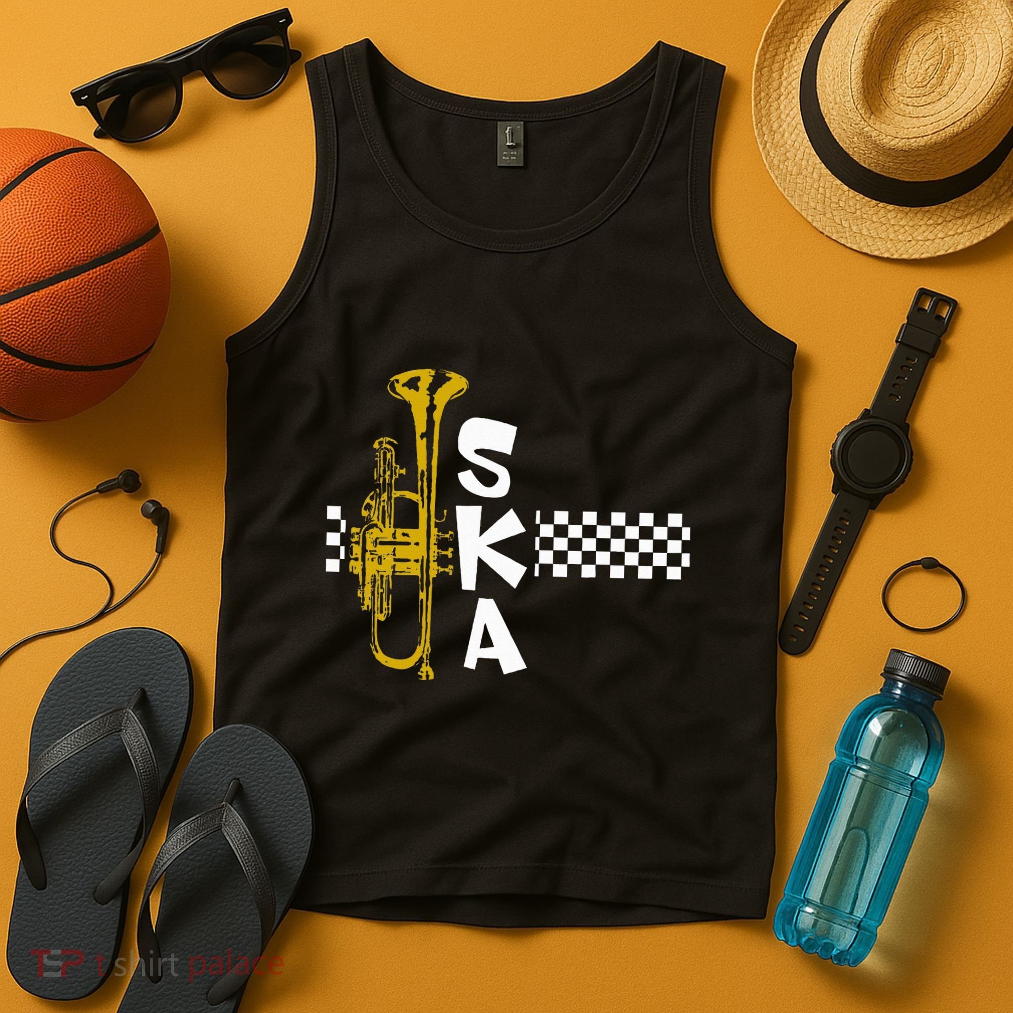 Ska Trumpet And Squares Tank Top