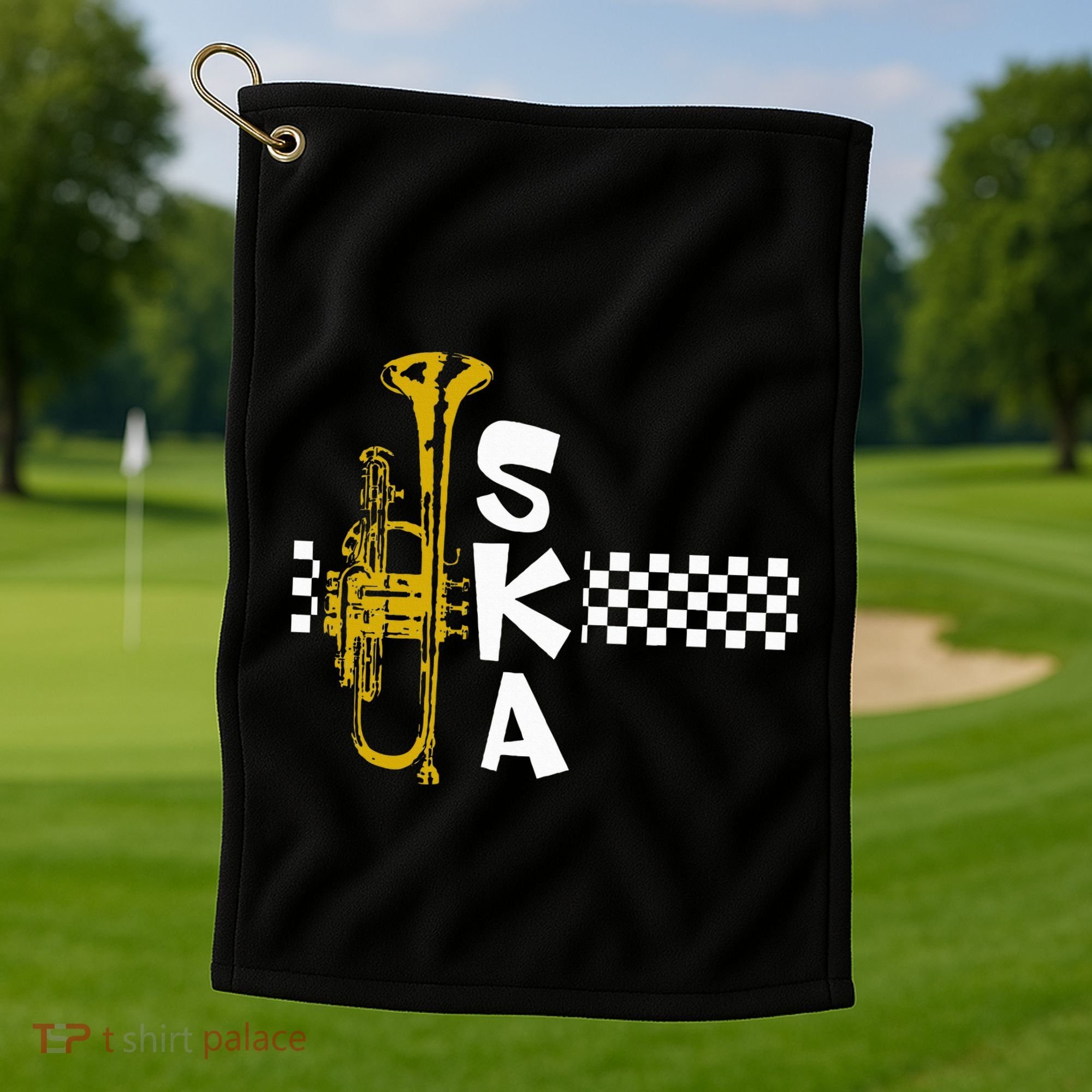 Ska Trumpet And Squares Golf Towel