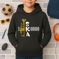 Ska Trumpet And Squares Kids Hoodie thumb 2
