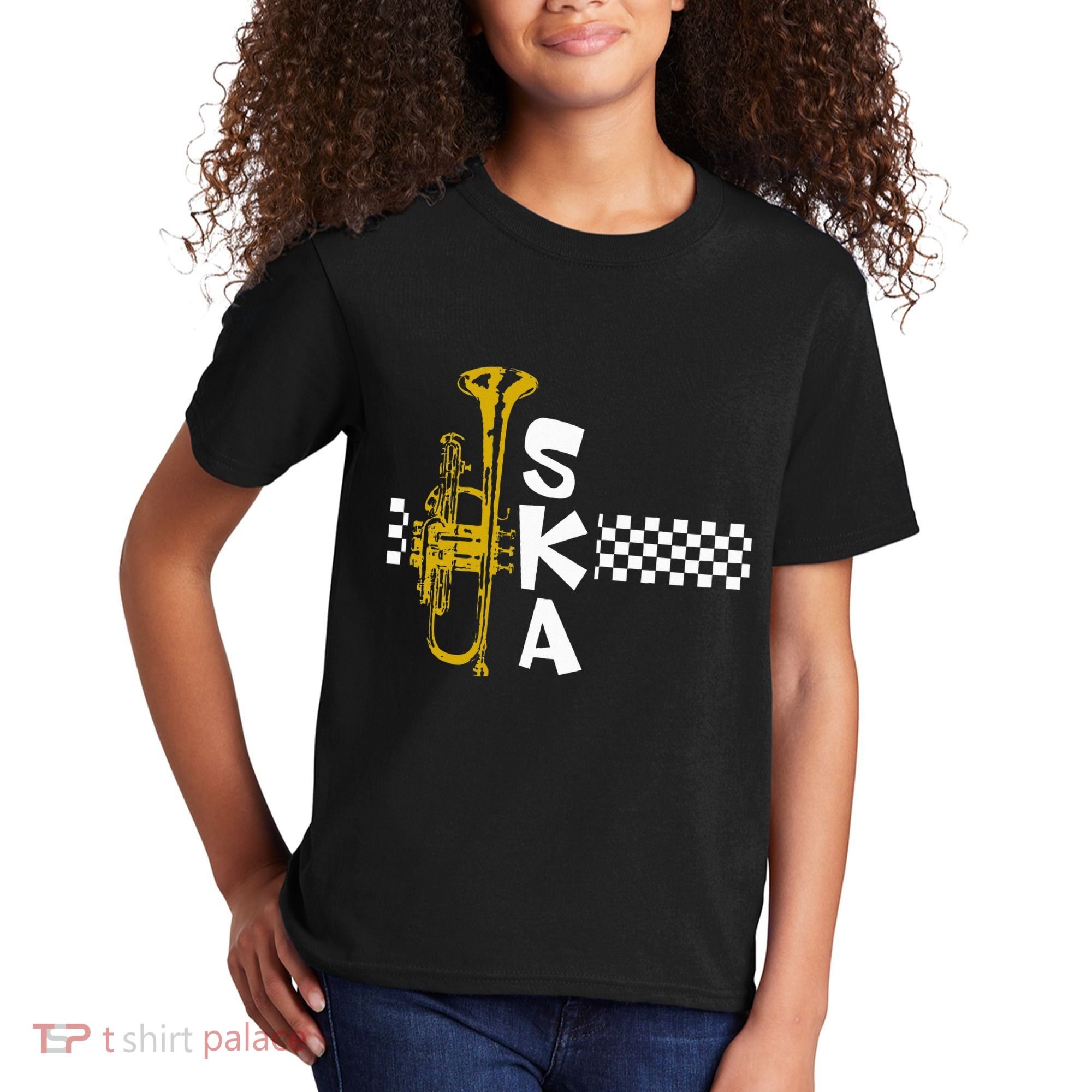 Ska Trumpet And Squares Kids T-Shirt