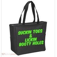 Suckin Toes And Lickin Booty Holes Humorous Dark Joke Tote Bag thumb 2
