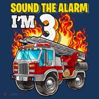 Sound The Alarm Im 3 3rd Birthday Fireman Firetruck Boy Toddler Hoodie thumb 2