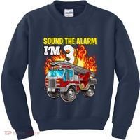Sound The Alarm Im 3 3rd Birthday Fireman Firetruck Boy Kids Sweatshirt thumb 0
