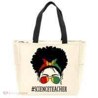 Science Teacher African Messy Bun Black History Month Cute Gift Tote Bag thumb 0