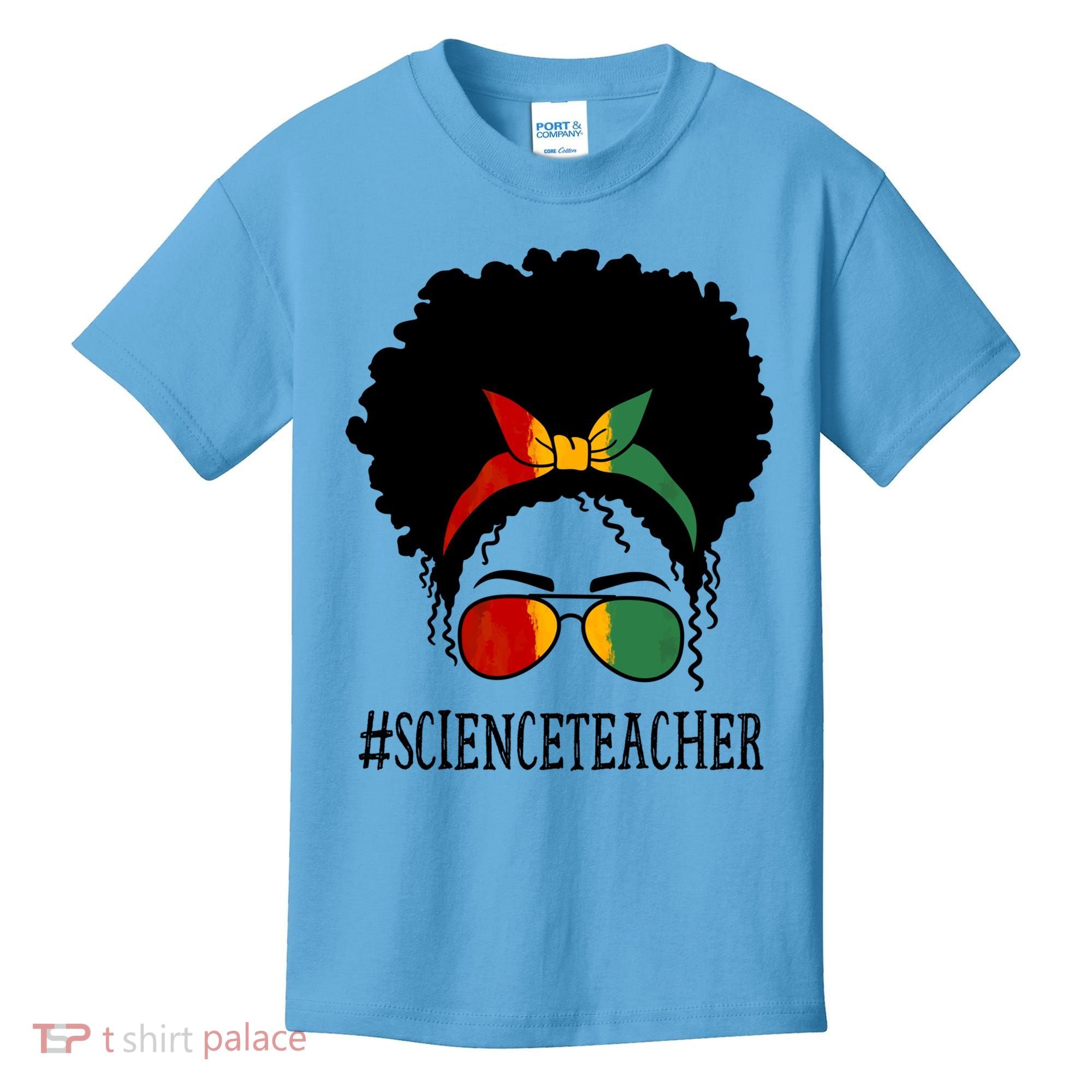 Science Teacher African Messy Bun Black History Month Cute Gift Kids T-Shirt