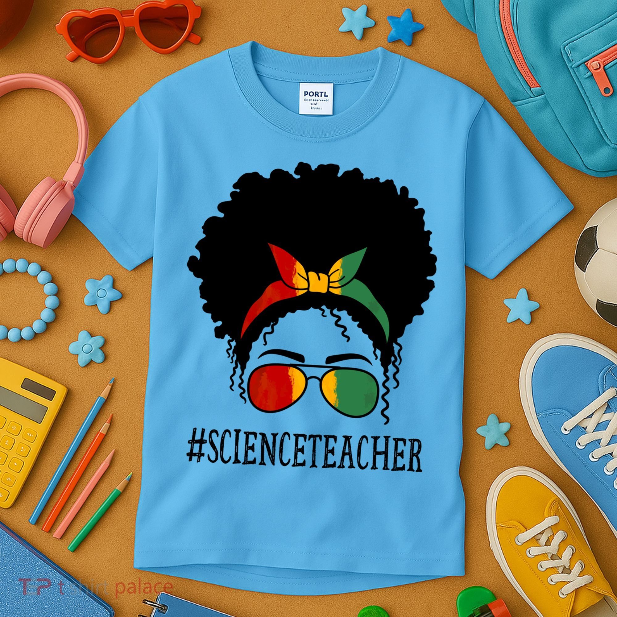 Science Teacher African Messy Bun Black History Month Cute Gift Kids T-Shirt