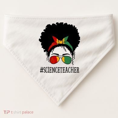 Science Teacher African Messy Bun Black History Month Cute Gift USA-Made Doggie Bandana