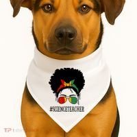 Science Teacher African Messy Bun Black History Month Cute Gift USA-Made Doggie Bandana thumb 1