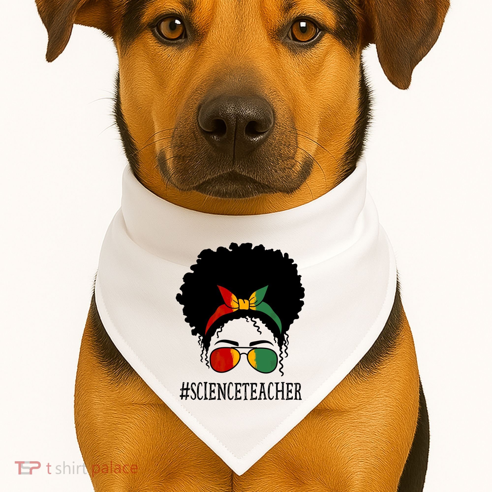 Science Teacher African Messy Bun Black History Month Cute Gift USA-Made Doggie Bandana