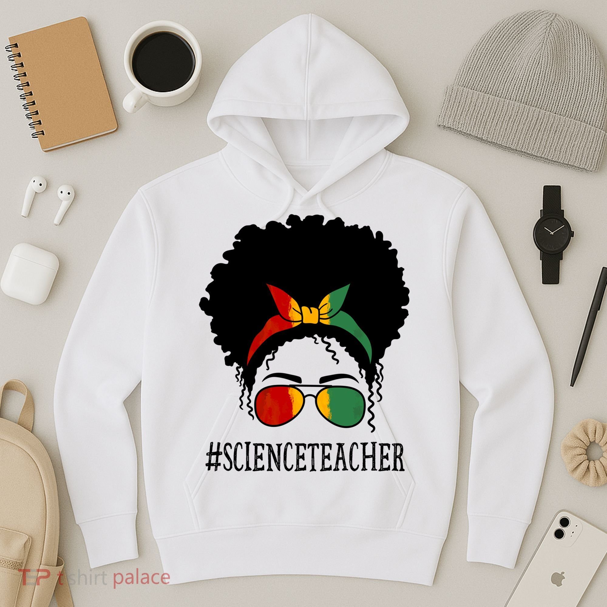 Science Teacher African Messy Bun Black History Month Cute Gift Hoodie