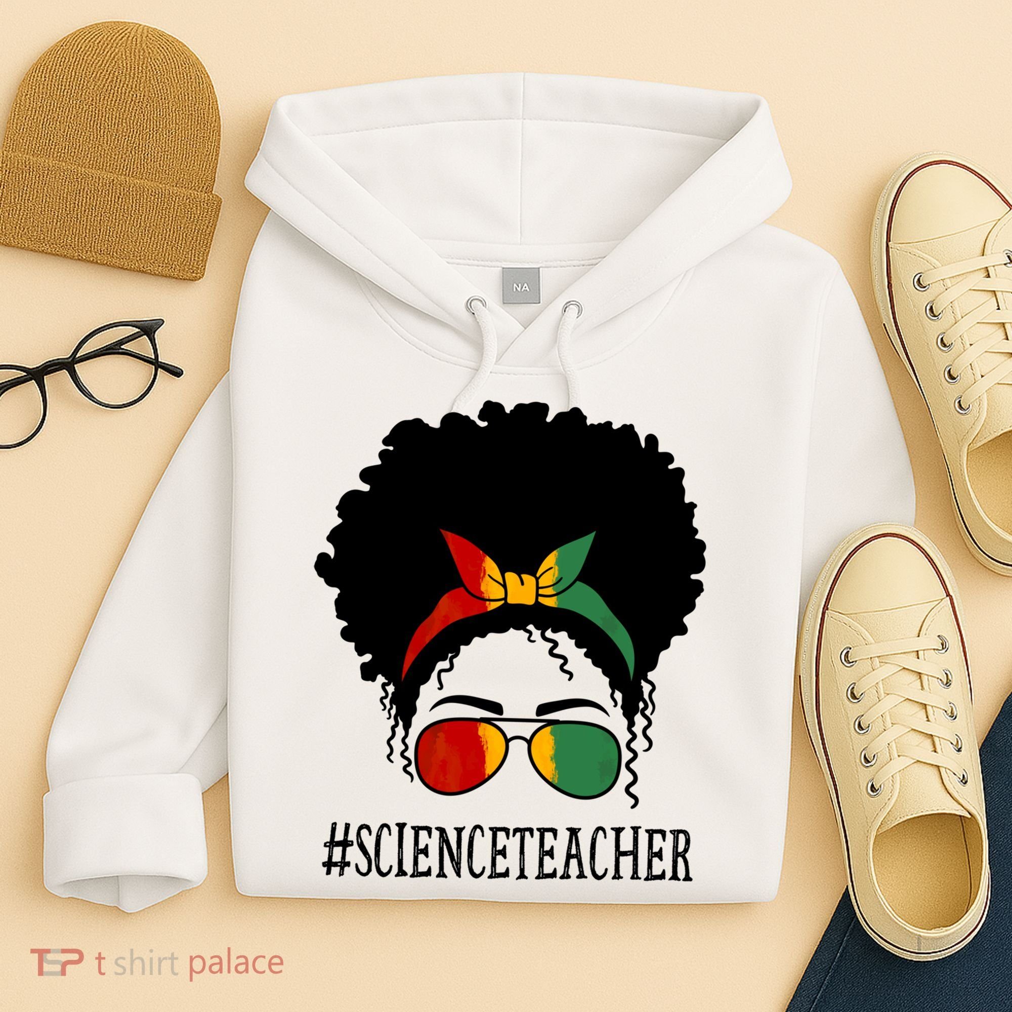 Science Teacher African Messy Bun Black History Month Cute Gift Hoodie