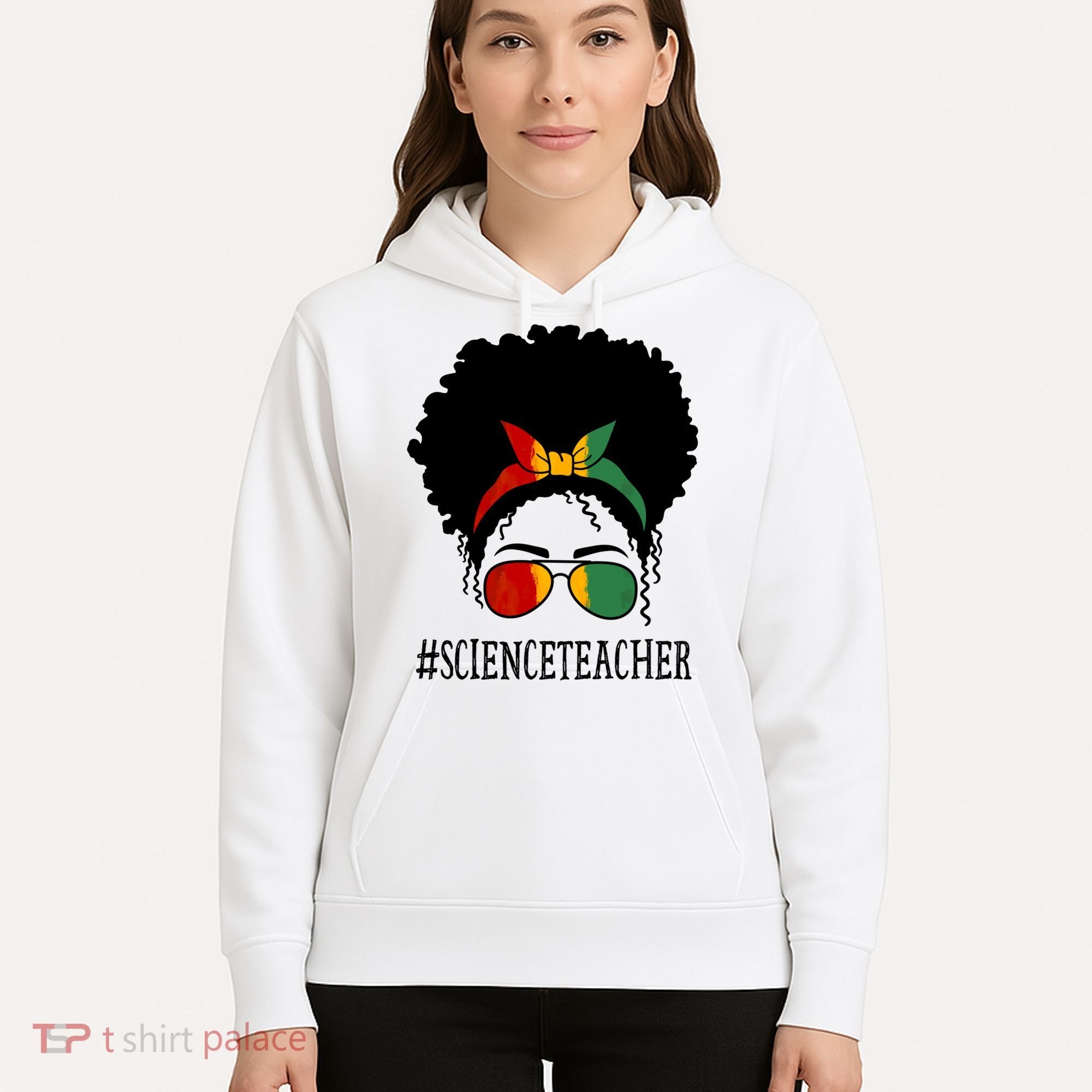 Science Teacher African Messy Bun Black History Month Cute Gift Hoodie
