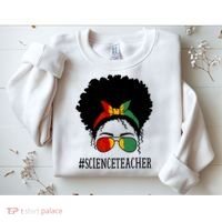 Science Teacher African Messy Bun Black History Month Cute Gift Sweatshirt thumb 2