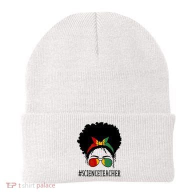 Science Teacher African Messy Bun Black History Month Cute Gift Beanie