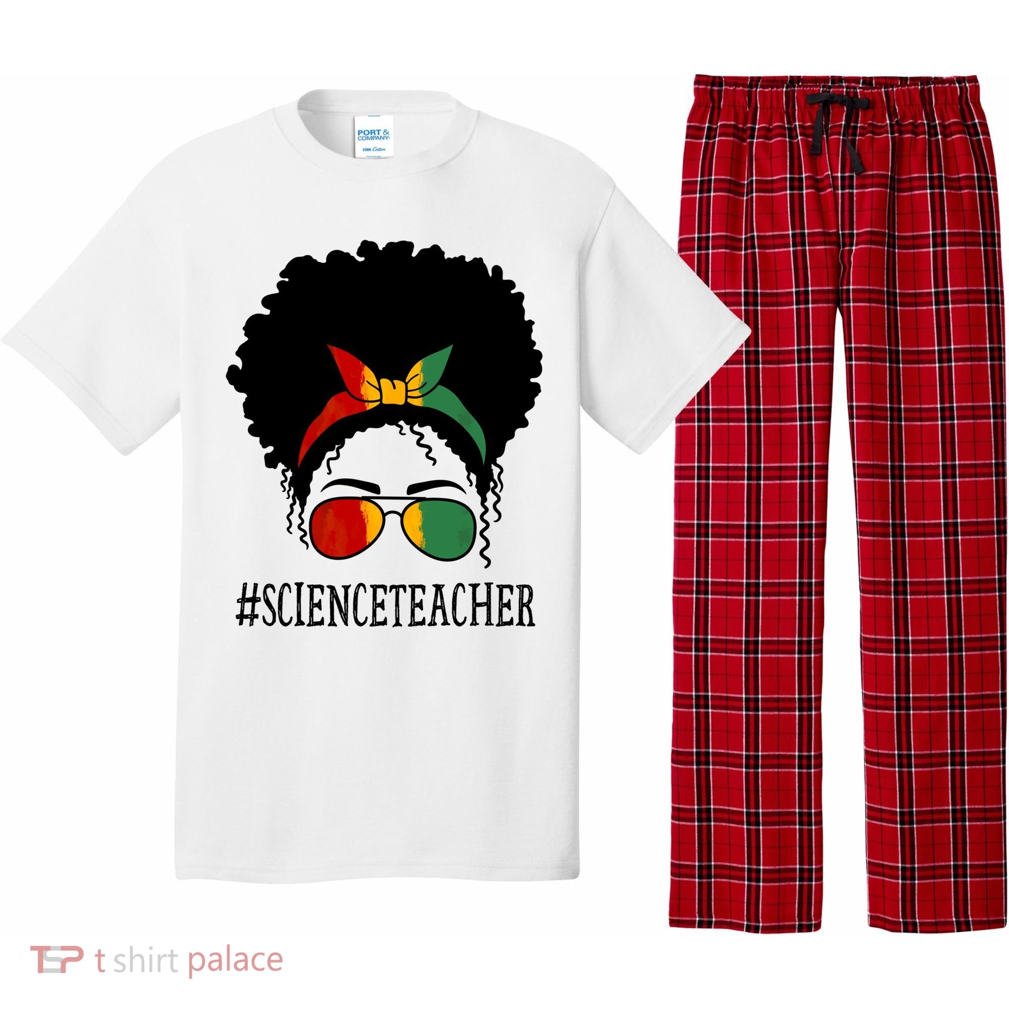 Science Teacher African Messy Bun Black History Month Cute Gift Pajama Set