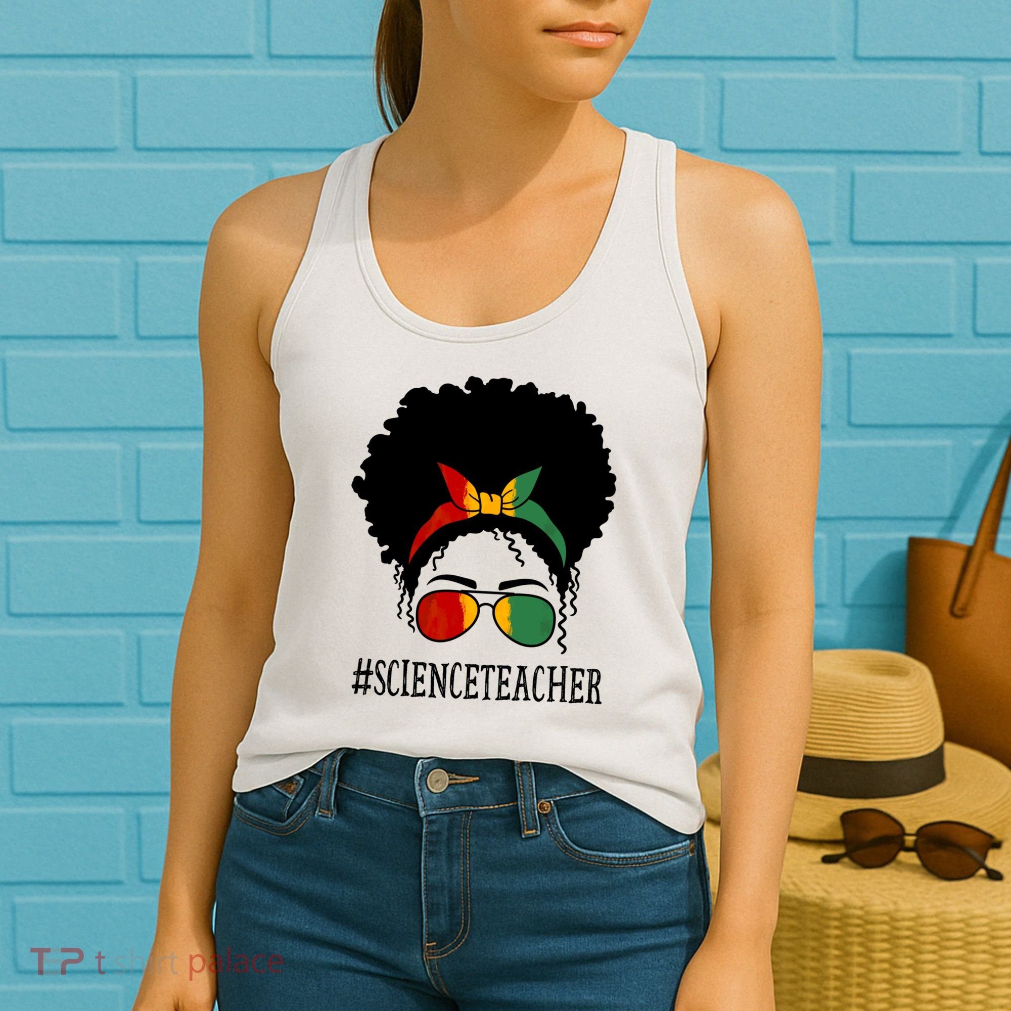 Science Teacher African Messy Bun Black History Month Cute Gift Women's Tank Top