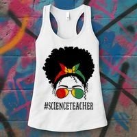 Science Teacher African Messy Bun Black History Month Cute Gift Women's Tank Top thumb 3