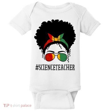 Science Teacher African Messy Bun Black History Month Cute Gift Baby Bodysuit