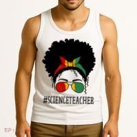 Science Teacher African Messy Bun Black History Month Cute Gift Tank Top thumb 3