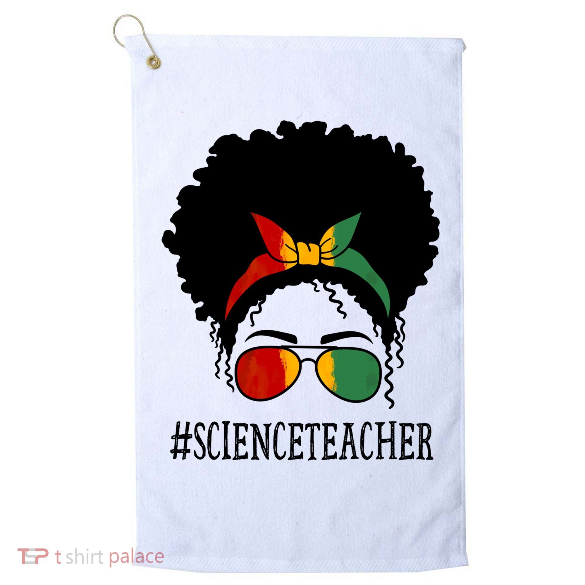 Science Teacher African Messy Bun Black History Month Cute Gift Golf Towel