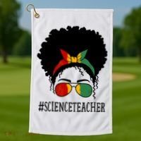 Science Teacher African Messy Bun Black History Month Cute Gift Golf Towel thumb 1