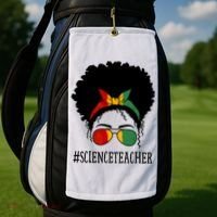 Science Teacher African Messy Bun Black History Month Cute Gift Golf Towel thumb 2