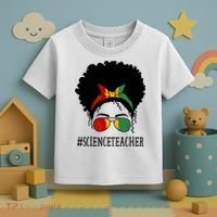 Science Teacher African Messy Bun Black History Month Cute Gift Toddler T-Shirt thumb 3