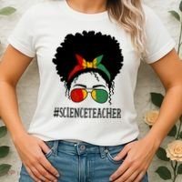 Science Teacher African Messy Bun Black History Month Cute Gift Women's T-Shirt thumb 2