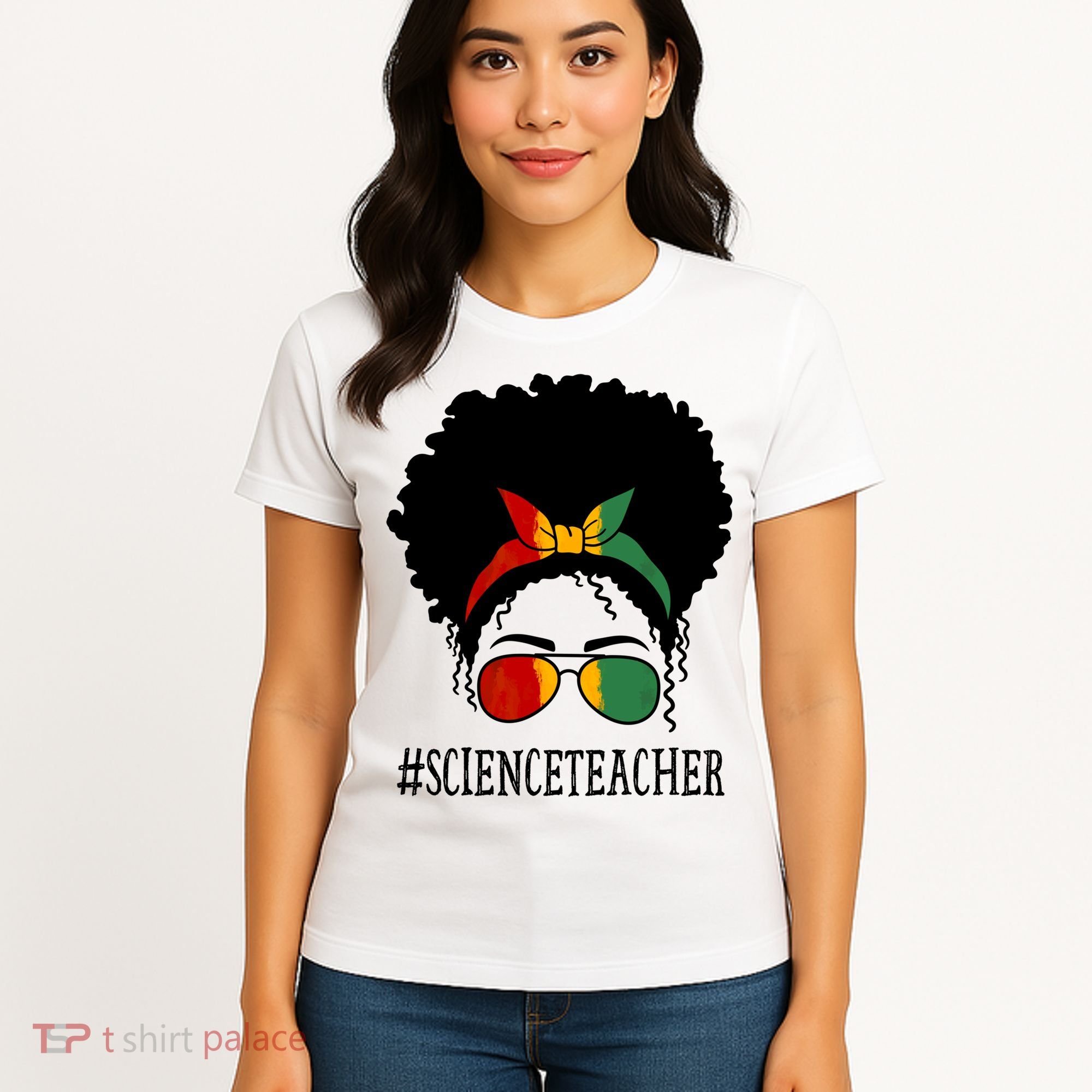 Science Teacher African Messy Bun Black History Month Cute Gift Women's T-Shirt
