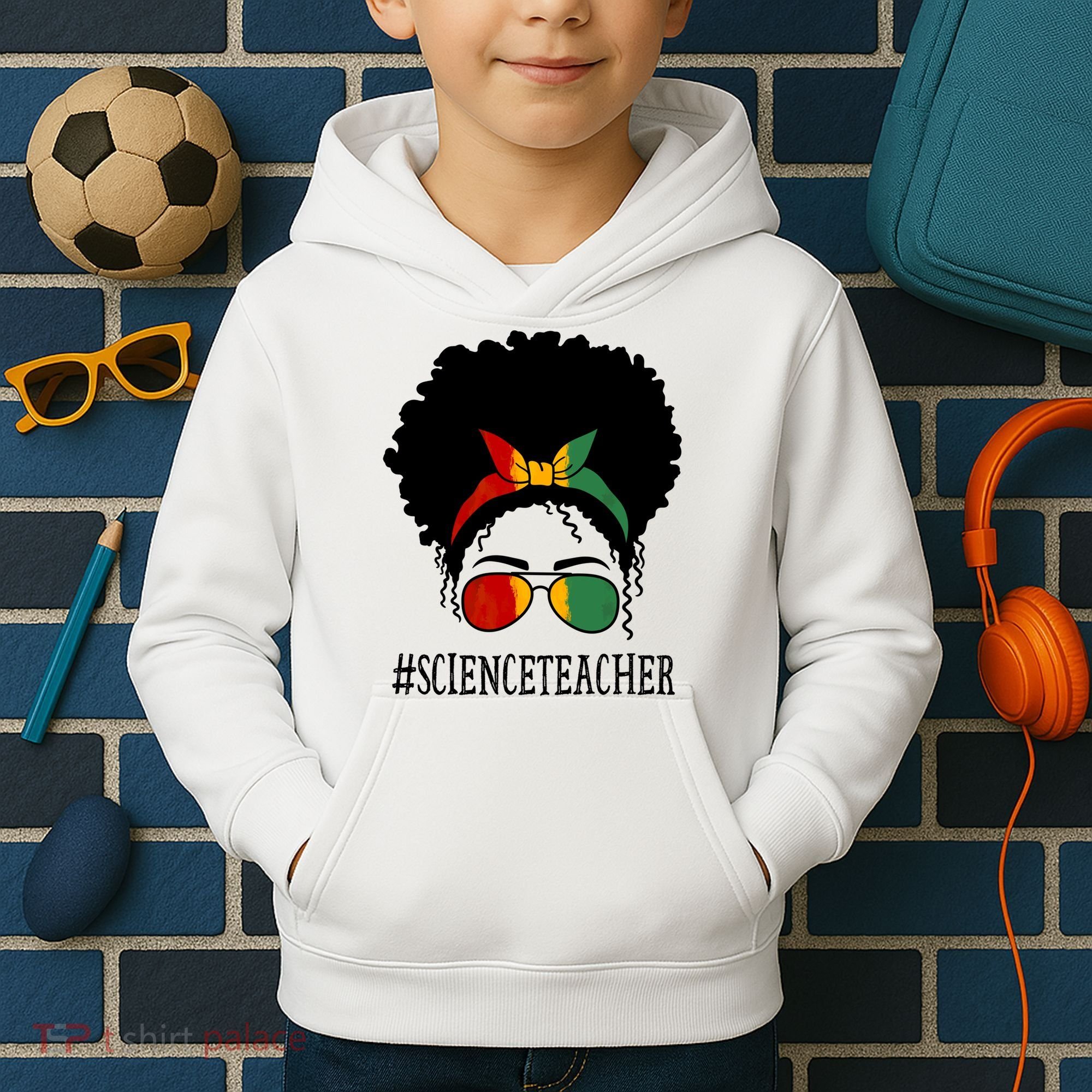 Science Teacher African Messy Bun Black History Month Cute Gift Kids Hoodie