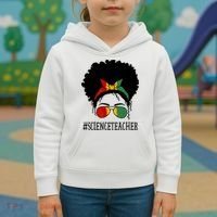 Science Teacher African Messy Bun Black History Month Cute Gift Kids Hoodie thumb 3
