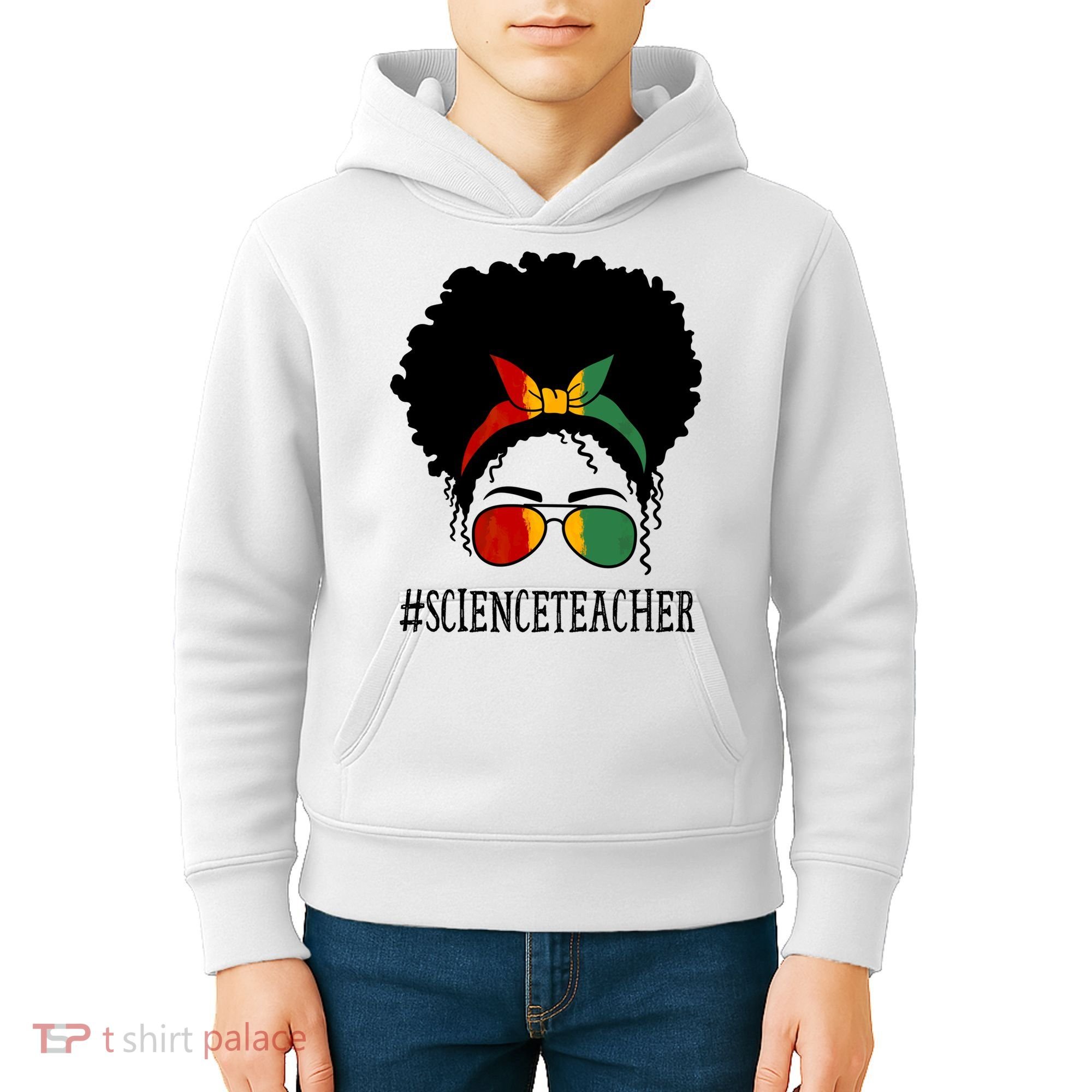 Science Teacher African Messy Bun Black History Month Cute Gift Kids Hoodie
