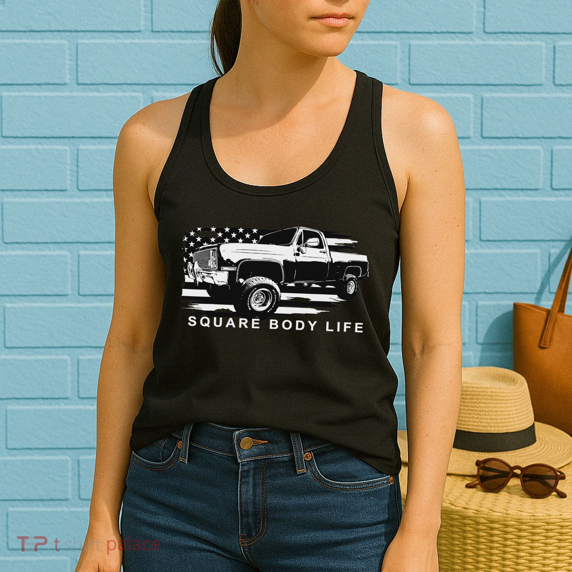 Squarebody Truck American Flag Square Body Women's Tank Top