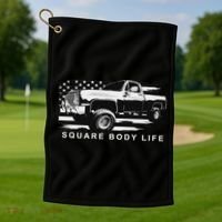 Squarebody Truck American Flag Square Body Golf Towel thumb 1