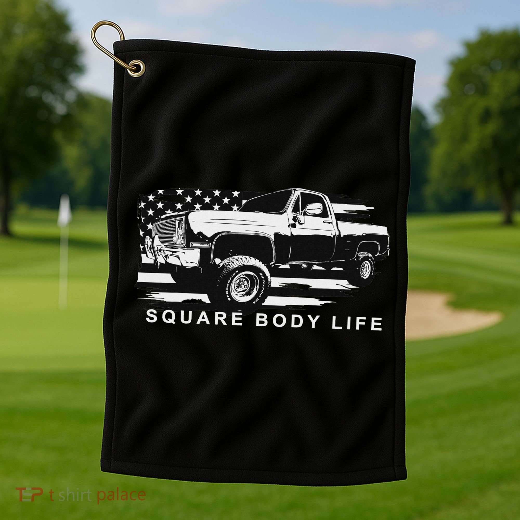 Squarebody Truck American Flag Square Body Golf Towel