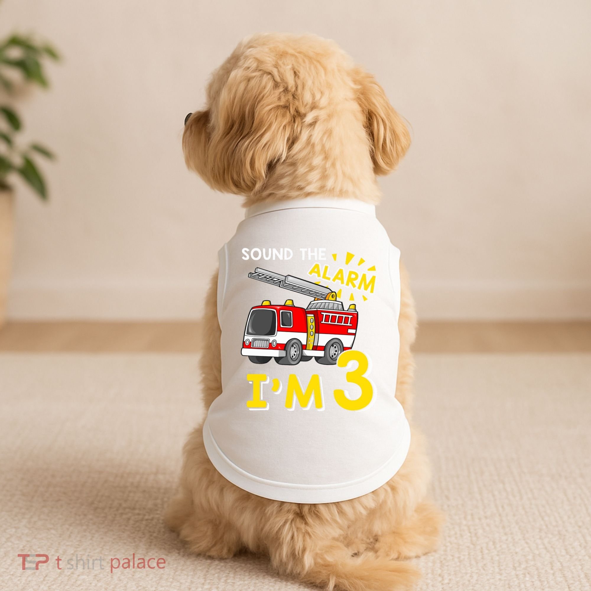 Sound The Alarm Im Three 3rd Birthday Firefighter Lover Doggie Tank