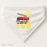 Sound The Alarm Im Three 3rd Birthday Firefighter Lover USA-Made Doggie Bandana thumb 0