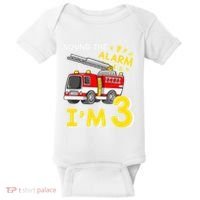 Sound The Alarm Im Three 3rd Birthday Firefighter Lover Baby Bodysuit thumb 0