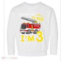 Sound The Alarm Im Three 3rd Birthday Firefighter Lover Toddler Sweatshirt thumb 0