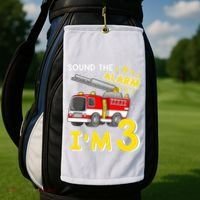 Sound The Alarm Im Three 3rd Birthday Firefighter Lover Golf Towel thumb 2
