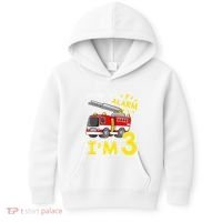 Sound The Alarm Im Three 3rd Birthday Firefighter Lover Kids Hoodie thumb 0