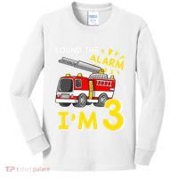 Sound The Alarm Im Three 3rd Birthday Firefighter Lover Kids Long Sleeve Shirt thumb 0