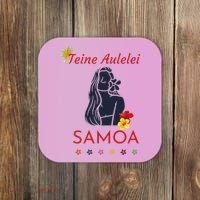 Samoan Teine Aulelei Red Blue Island Floral Pride Coaster thumb 0