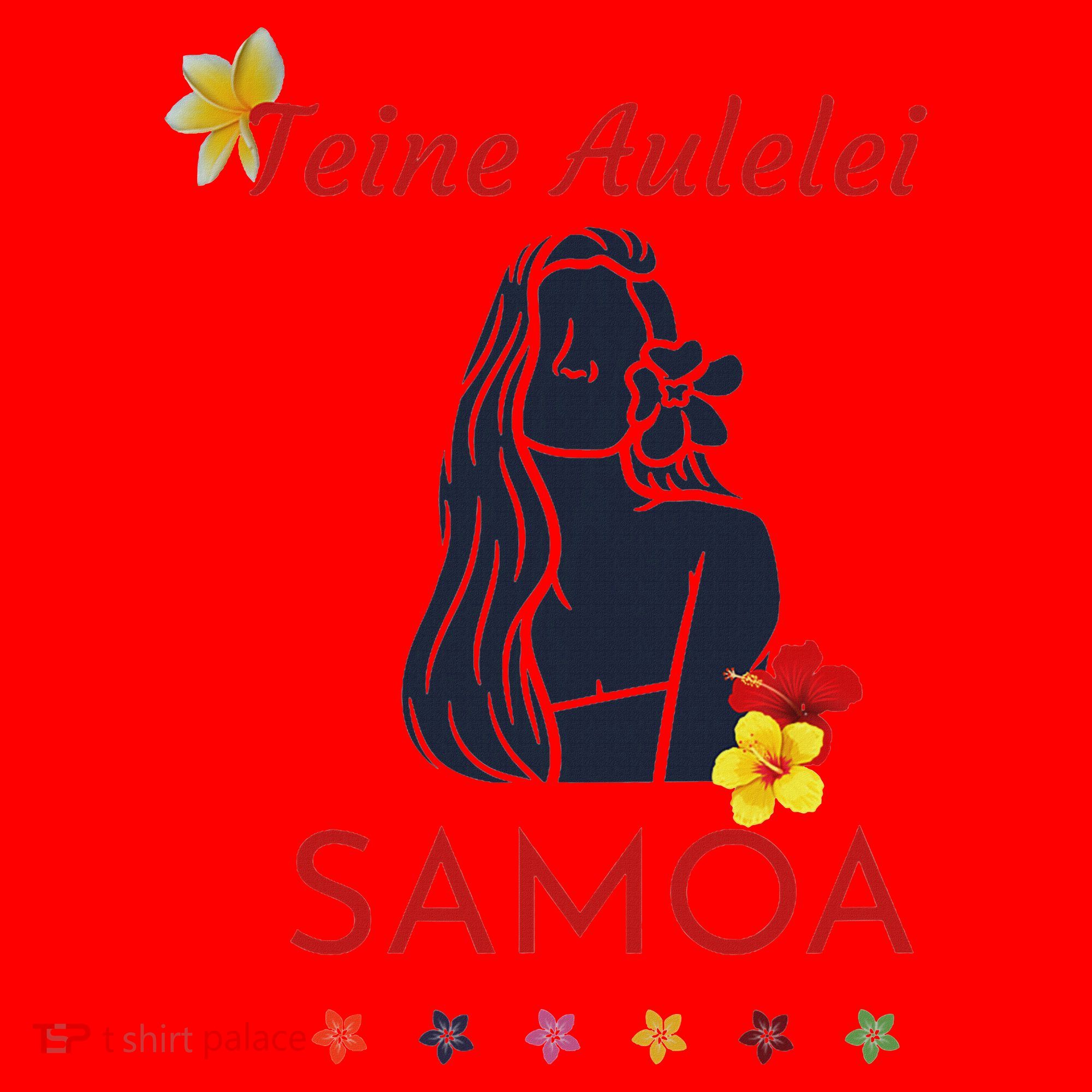 Samoan Teine Aulelei Red Blue Island Floral Pride Santa Hat