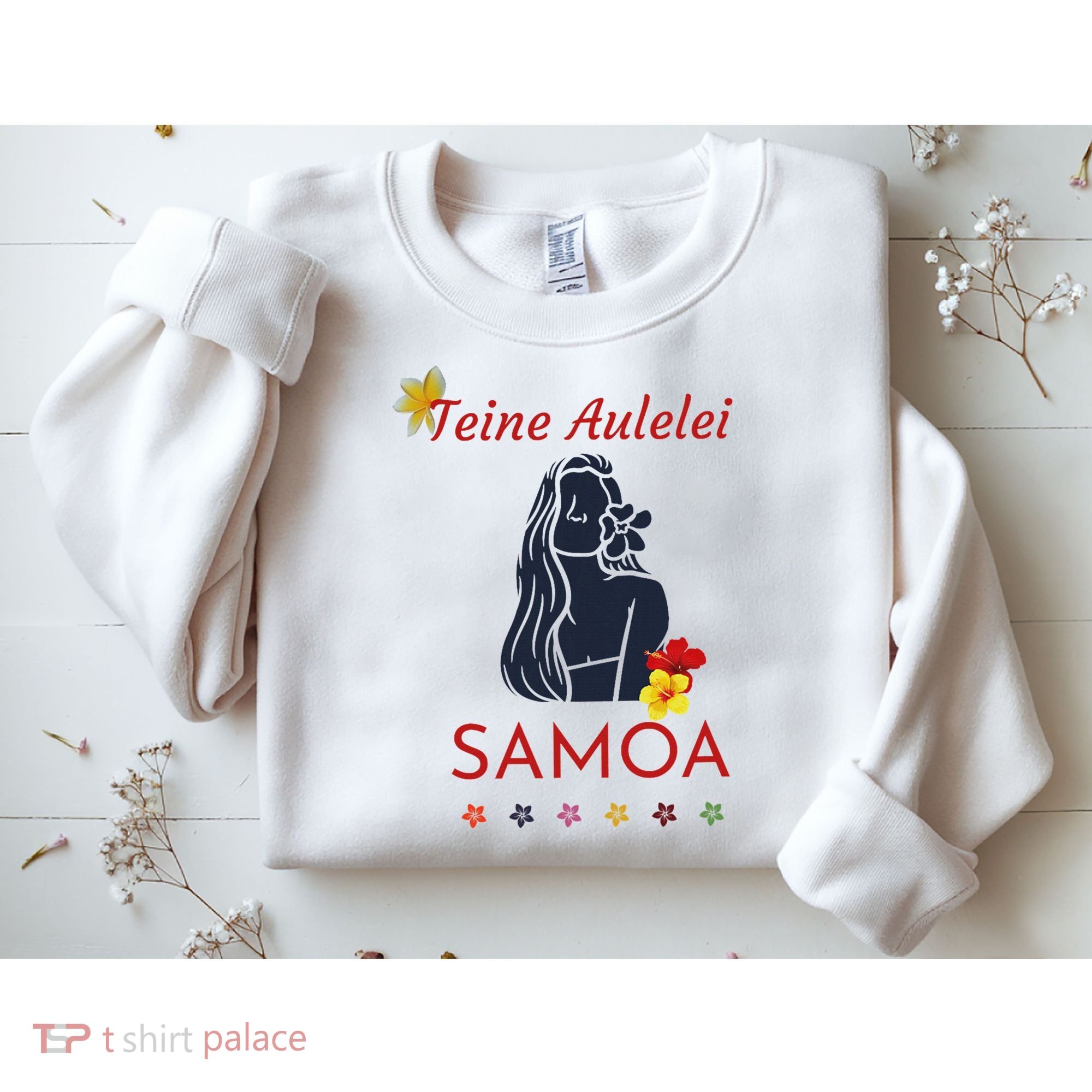 Samoan Teine Aulelei Red Blue Island Floral Pride Sweatshirt