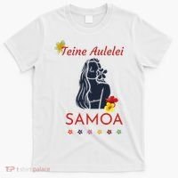 Samoan Teine Aulelei Red Blue Island Floral Pride T-Shirt thumb 0